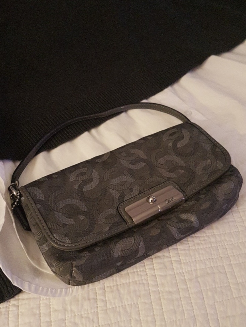 Coach Metallic Silver Signature Bag